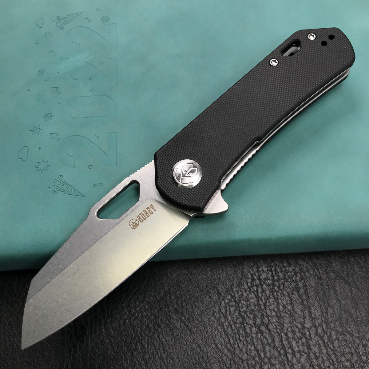 KUBEY KU332I Duroc Liner Lock Flipper Folding Knife Black G10 Handle 2.91" Blasted Stonewashed AUS-10