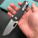 KUBEY KU332I Duroc Liner Lock Flipper Folding Knife Black G10 Handle 2.91" Blasted Stonewashed AUS-10