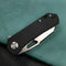 KUBEY KU332I Duroc Liner Lock Flipper Folding Knife Black G10 Handle 2.91" Blasted Stonewashed AUS-10