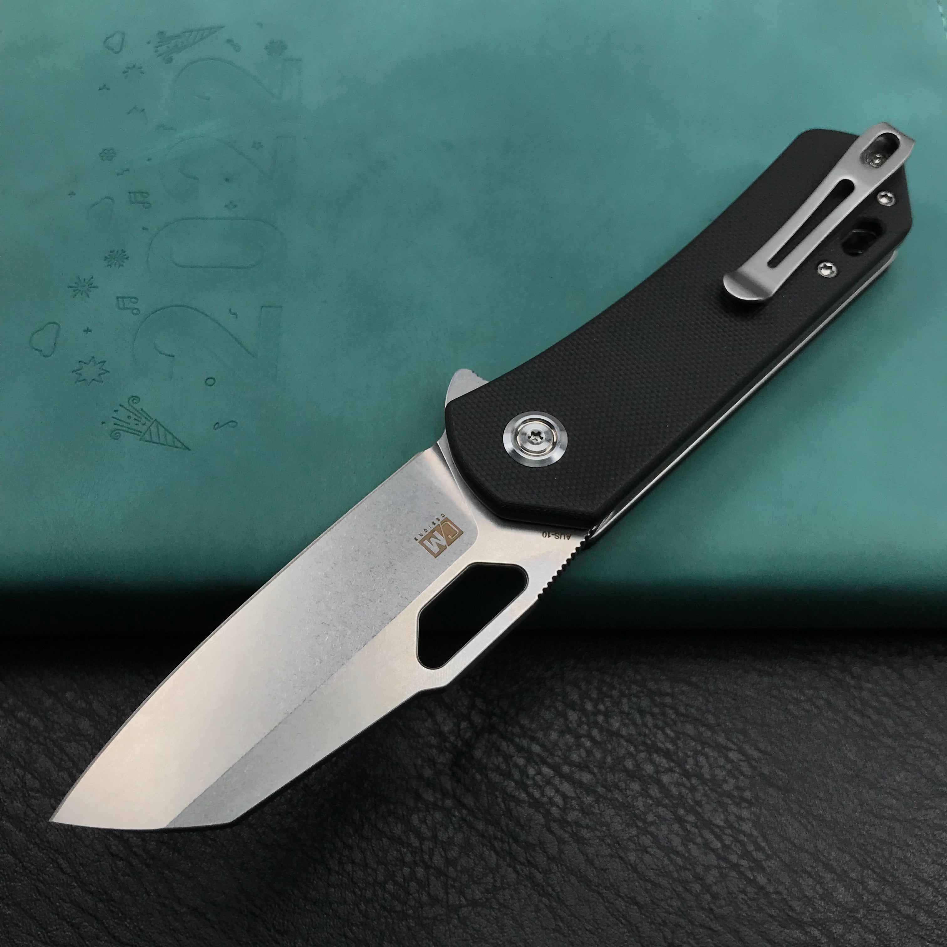 KUBEY KU332I Duroc Liner Lock Flipper Folding Knife Black G10 Handle 2.91" Blasted Stonewashed AUS-10