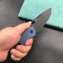 KUBEY KU322F Liner Lock Flipper Folding Knife Denim Blue G10 Handle 3.39" Dark Stonewashed D2