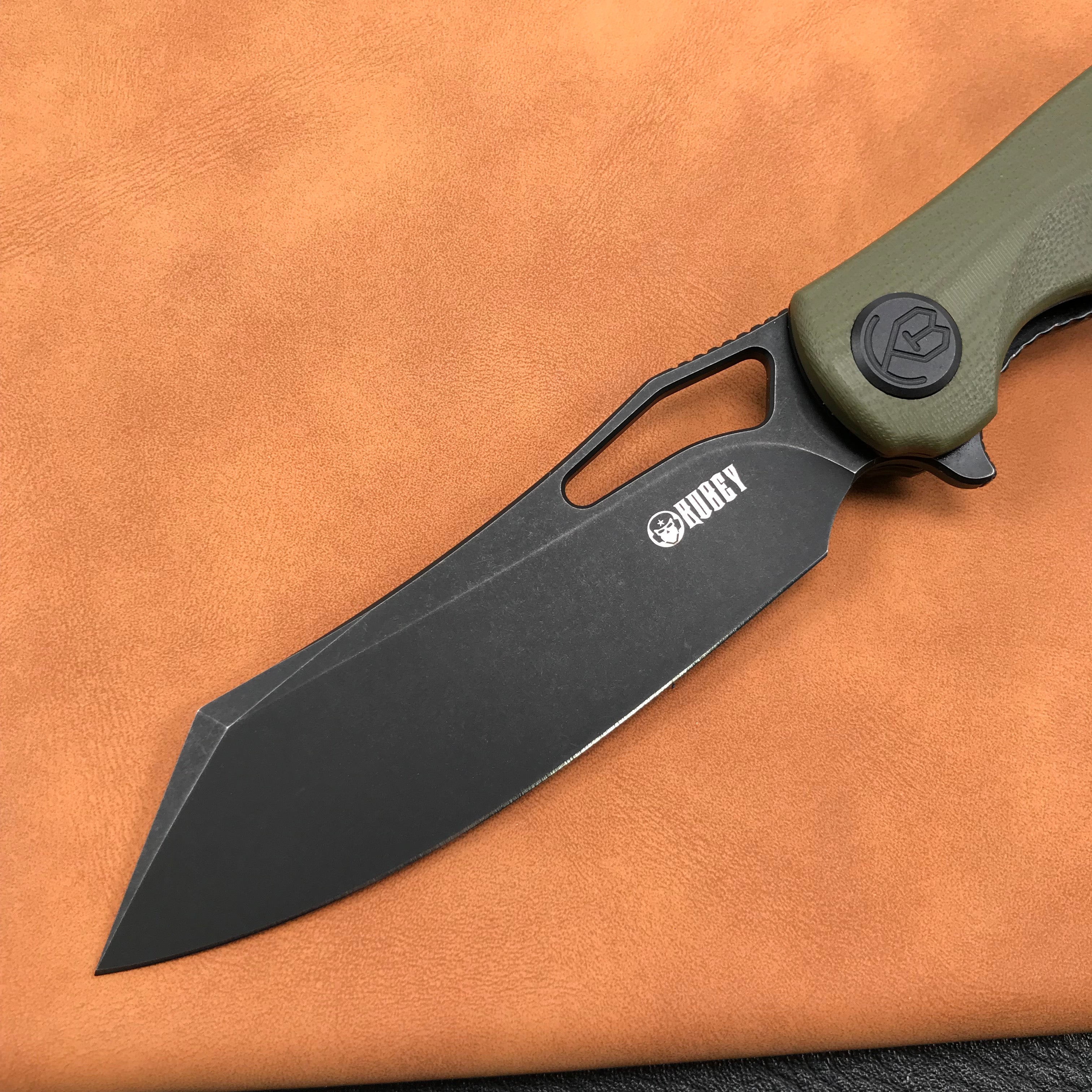 KUBEY KB239F Drake Lliner Lock Folding Knife OD Green G10 Handle 3.74'' Dark Stonewahsed  14C28N