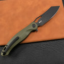 KUBEY KB239F Drake Lliner Lock Folding Knife OD Green G10 Handle 3.74'' Dark Stonewahsed  14C28N