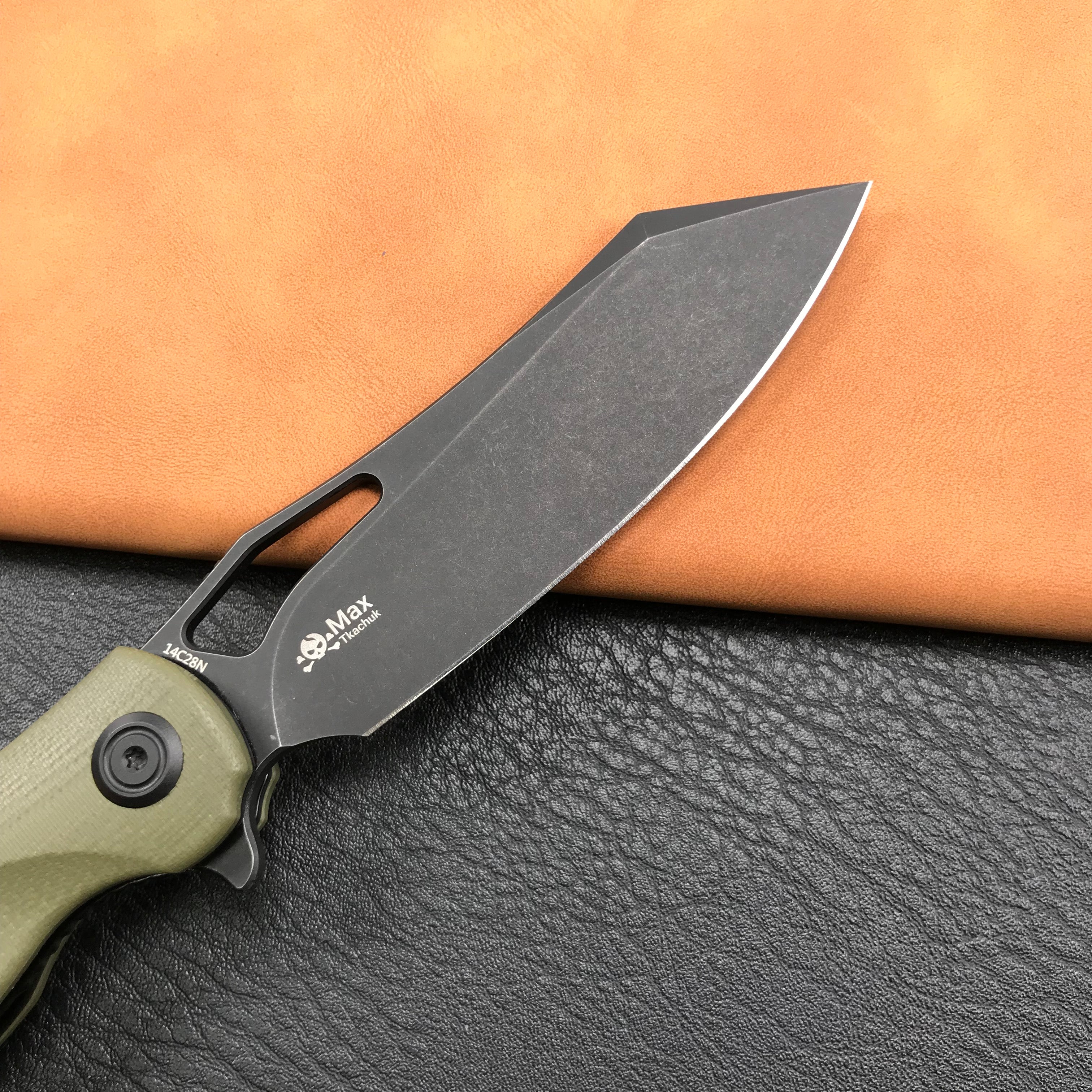 KUBEY KB239F Drake Lliner Lock Folding Knife OD Green G10 Handle 3.74'' Dark Stonewahsed  14C28N