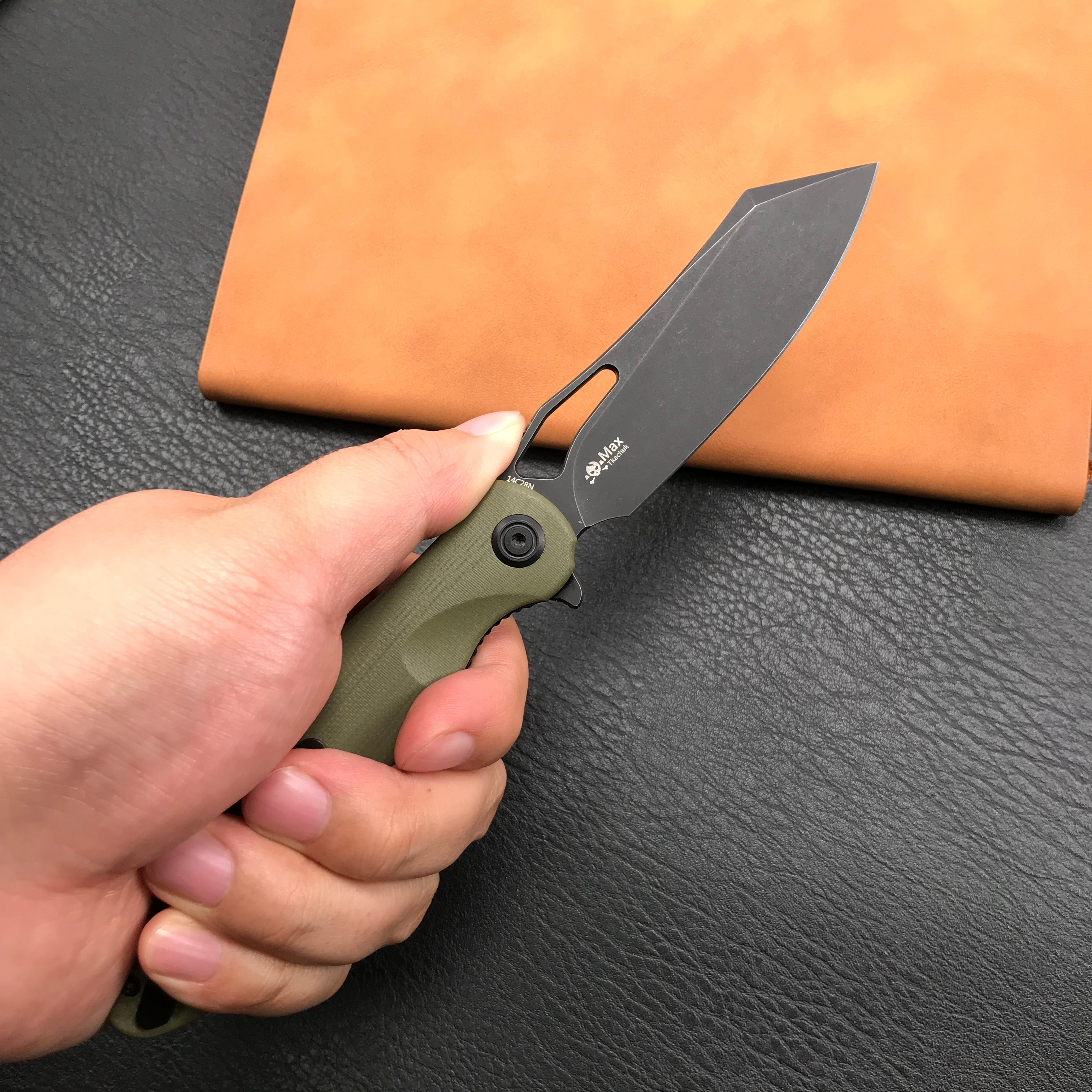 KUBEY KB239F Drake Lliner Lock Folding Knife OD Green G10 Handle 3.74'' Dark Stonewahsed  14C28N