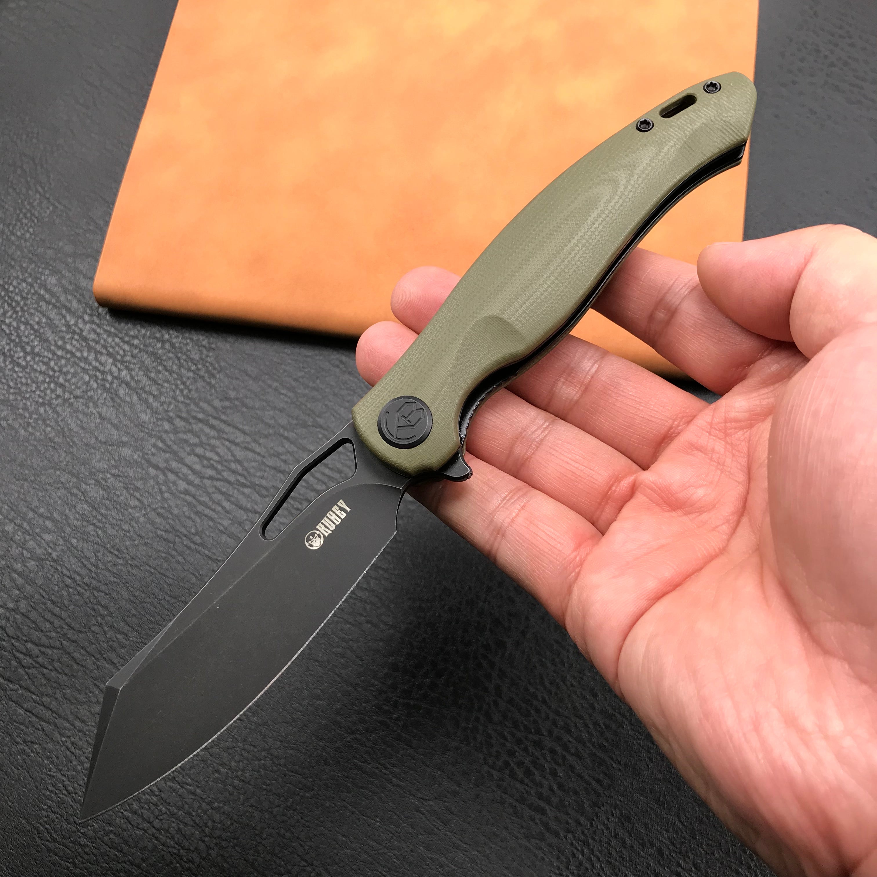 KUBEY KB239F Drake Lliner Lock Folding Knife OD Green G10 Handle 3.74'' Dark Stonewahsed  14C28N