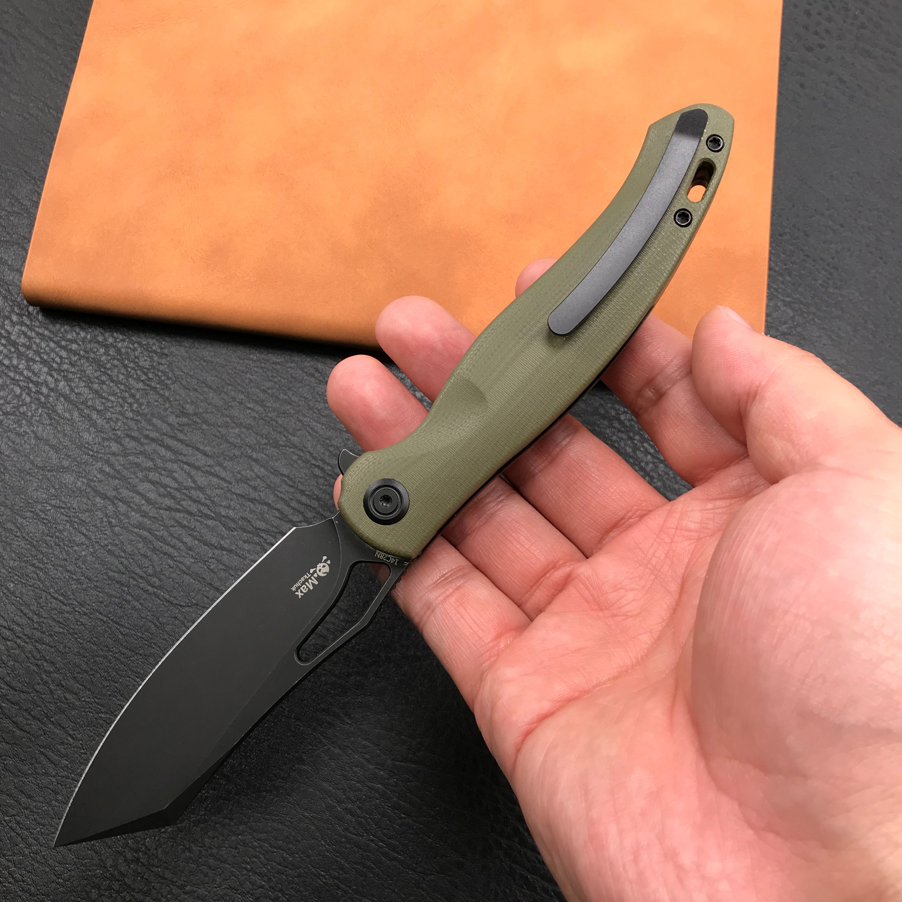 KUBEY KB239F Drake Lliner Lock Folding Knife OD Green G10 Handle 3.74'' Dark Stonewahsed  14C28N