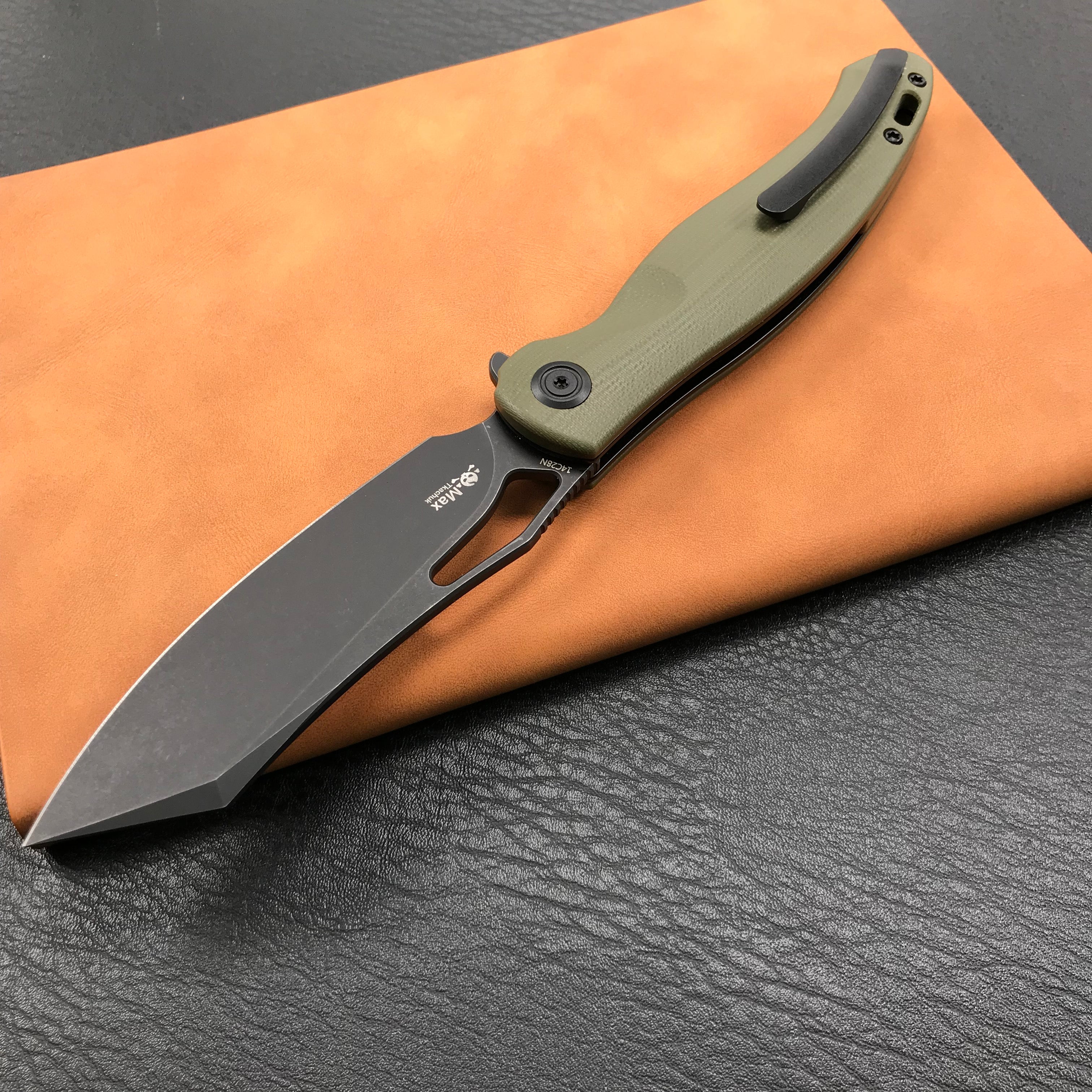 KUBEY KB239F Drake Lliner Lock Folding Knife OD Green G10 Handle 3.74'' Dark Stonewahsed  14C28N