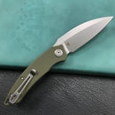 KUBEY KU333E Leaf Liner Lock Front Flipper Folding Knife Green G10 Handle 2.99" Bead Blasted AUS-10