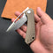 KUBEY KU331F Front Flipper EDC Pocket Folding Knife Tan G10 Handle 3.27" Satin D2