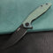 KUBEY KU117G Nova Liner Lock Flipper Folding Pocket Knife Jade  G10 Handle Black Stonewashed D2