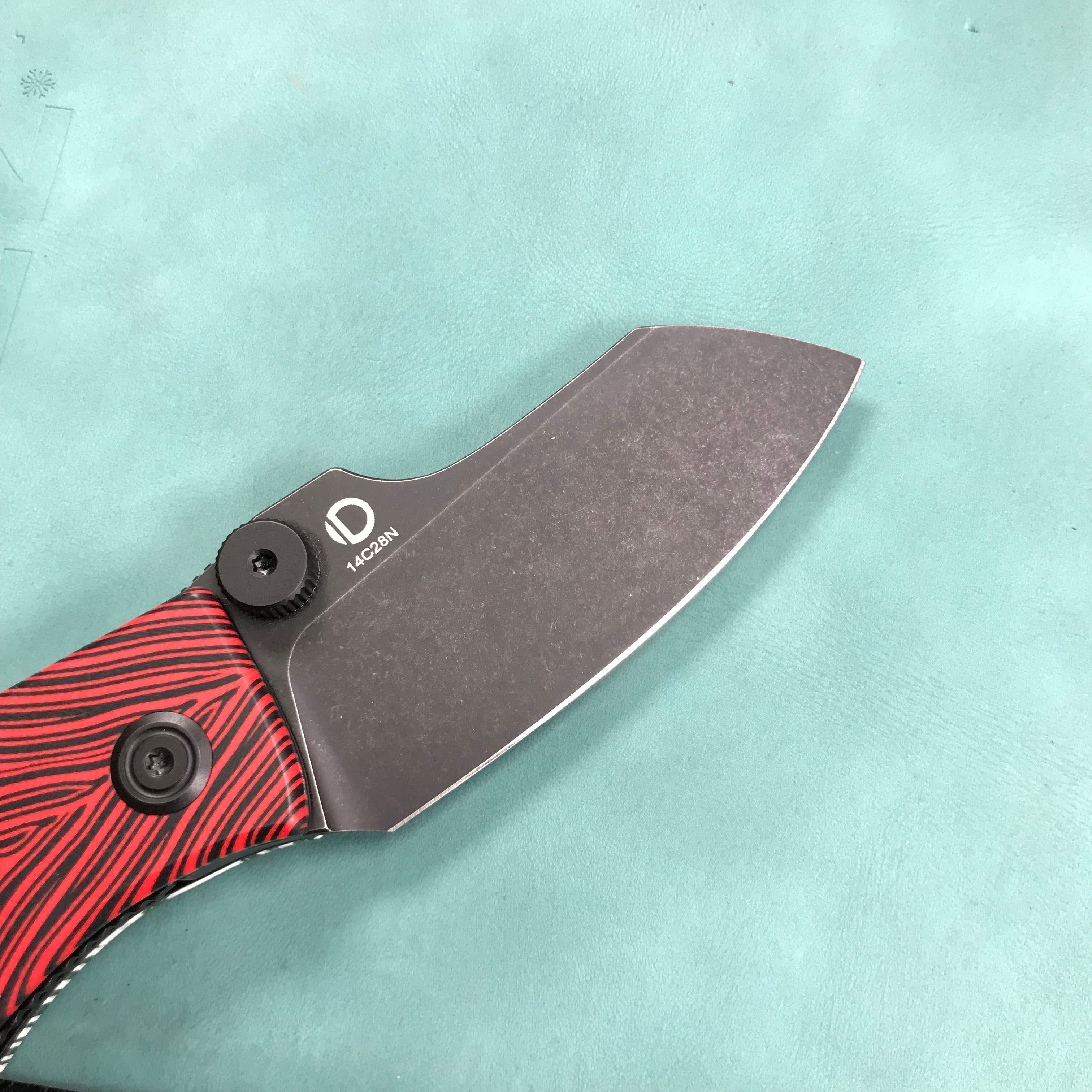 Exclusives KUBEY KU337 Monsterdog Folding Knife  Black &amp;  white red  G10 Handle 2.95" Dark Stonewashed 14C28N