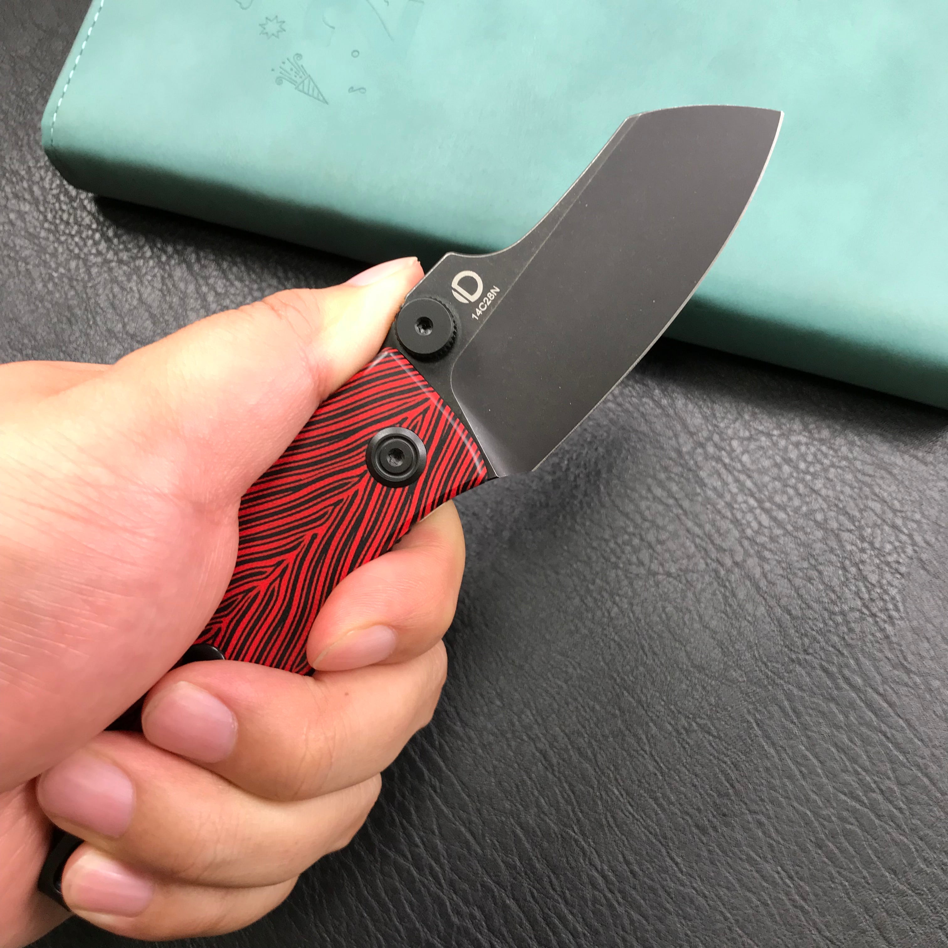 Exclusives KUBEY KU337 Monsterdog Folding Knife  Black &amp;  white red  G10 Handle 2.95" Dark Stonewashed 14C28N