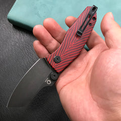 Exclusives KUBEY KU337 Monsterdog Folding Knife  Black &amp;  white red  G10 Handle 2.95" Dark Stonewashed 14C28N