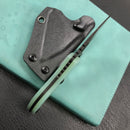 KUBEY KU166B  Hippocam EDC Fixed Blade Knife Jade G10 Handle 2.3" Satin D2