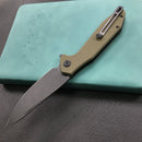 KUBEY KU117E Nova Liner Lock Flipper Folding Pocket Knife Green G10 Handle 3.62" Dark Stonewahsed D2