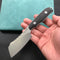 KUBEY KU341A Aiden Full Tang Fixed Blade Knife Black Micarta Handle w/ Leather Sheath 3.35" Sand Blasted D2