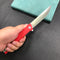 KUBEY KU253F Pylades  Cheetah Liner Lock Flipper Folding Knife  Red G10 Handle 4.65" Satin AUS-10