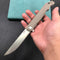 KUBEY KU253E Pylades  Cheetah Liner Lock Flipper Folding Knife Tan G10 Handle 4.65" Satin AUS-10