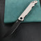 KUBEY KU253D Pylades  Cheetah Liner Lock Flipper Folding Knife White G10 Handle 4.65" Black Stonewashed AUS-10