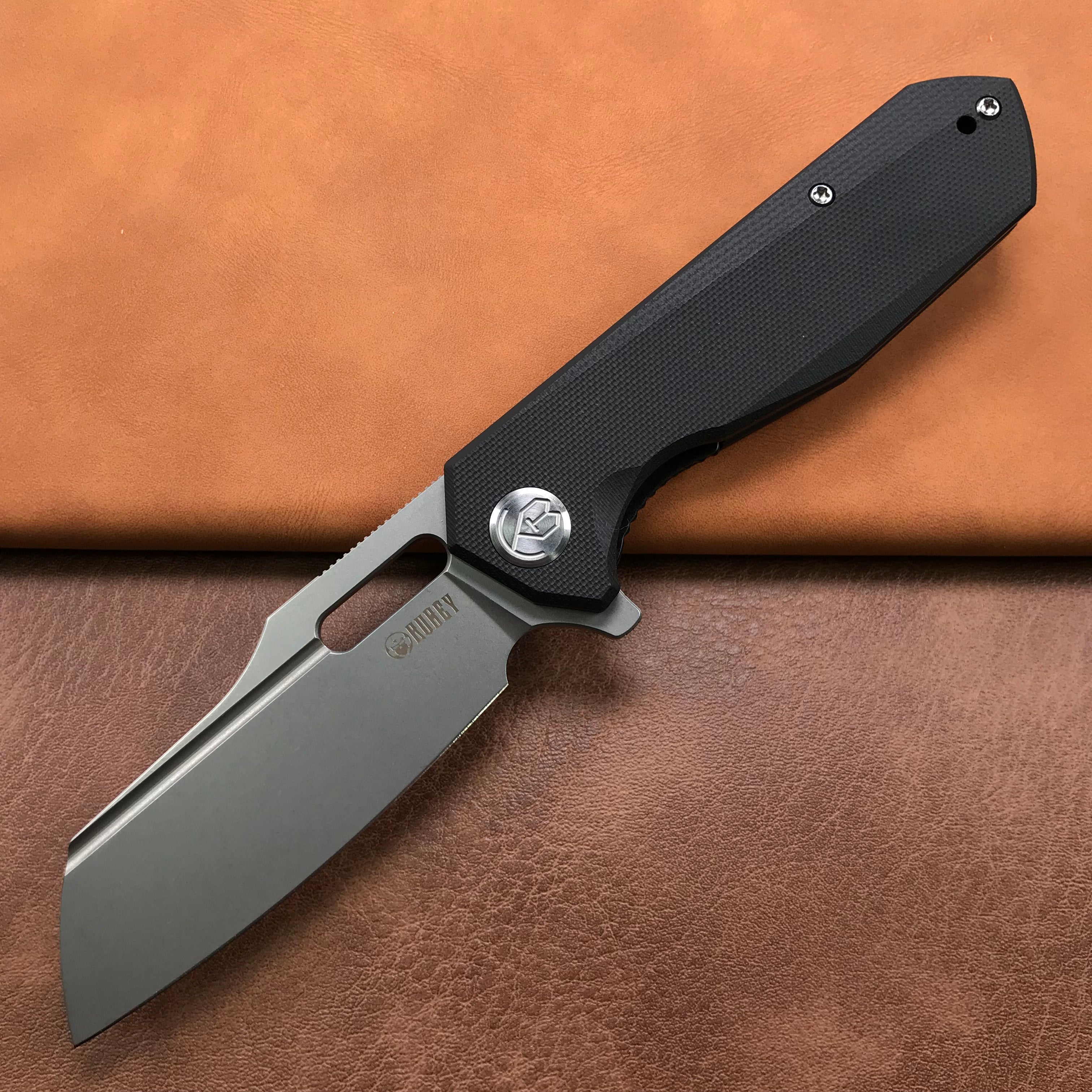 KUBEY KU328A Atlas Liner Lock Folding Knife  black G10 Handle 3.31" Blasted Stonewashed 14C28N