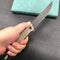 KUBEY KU253C Pylades  Cheetah Liner Lock Flipper Folding Knife Tan G10 Handle 4.65" Black Stonewashed AUS-10