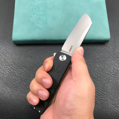 KUBEY KU317A Sailor Liner Lock Flipper Outdoor Pocket Knife Black G10 Handle 3.11" Blasted Stonewashed AUS-10