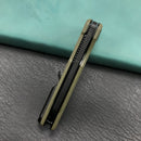 KUBEY KU317C Sailor Liner Lock Flipper Outdoor Pocket Knife Green G10 Handle 3.11" Black Stonewashe AUS-10