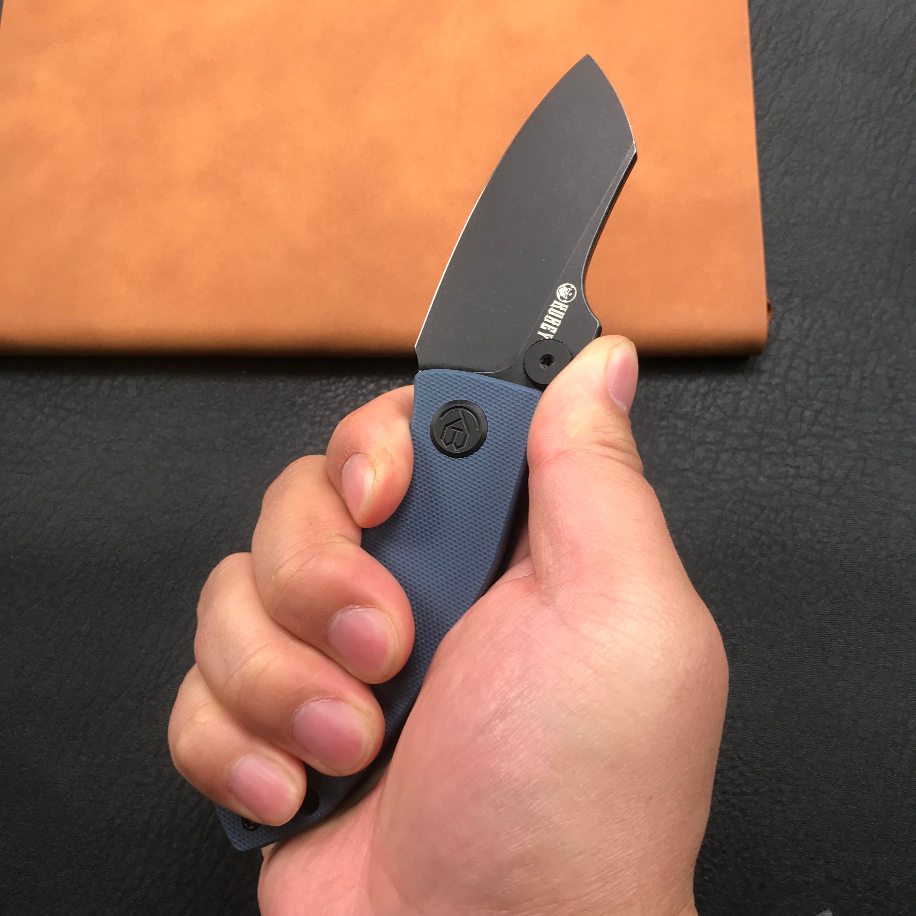 KUBEY KU337B Monsterdog Folding Knife Denim Blue G10 Handle(2.95" Dark Stonewashed14C28N)