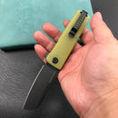 KUBEY KU317B Sailor Liner Lock Flipper Outdoor Pocket Knife Yellow G10 Handle 3.11" Black Stonewashe AUS-10