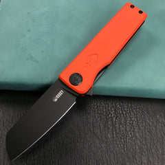 KUBEY KU317F Sailor Liner Lock Flipper Outdoor Pocket Knife Orange G10 Handle 3.11" Black Stonewashe AUS-10