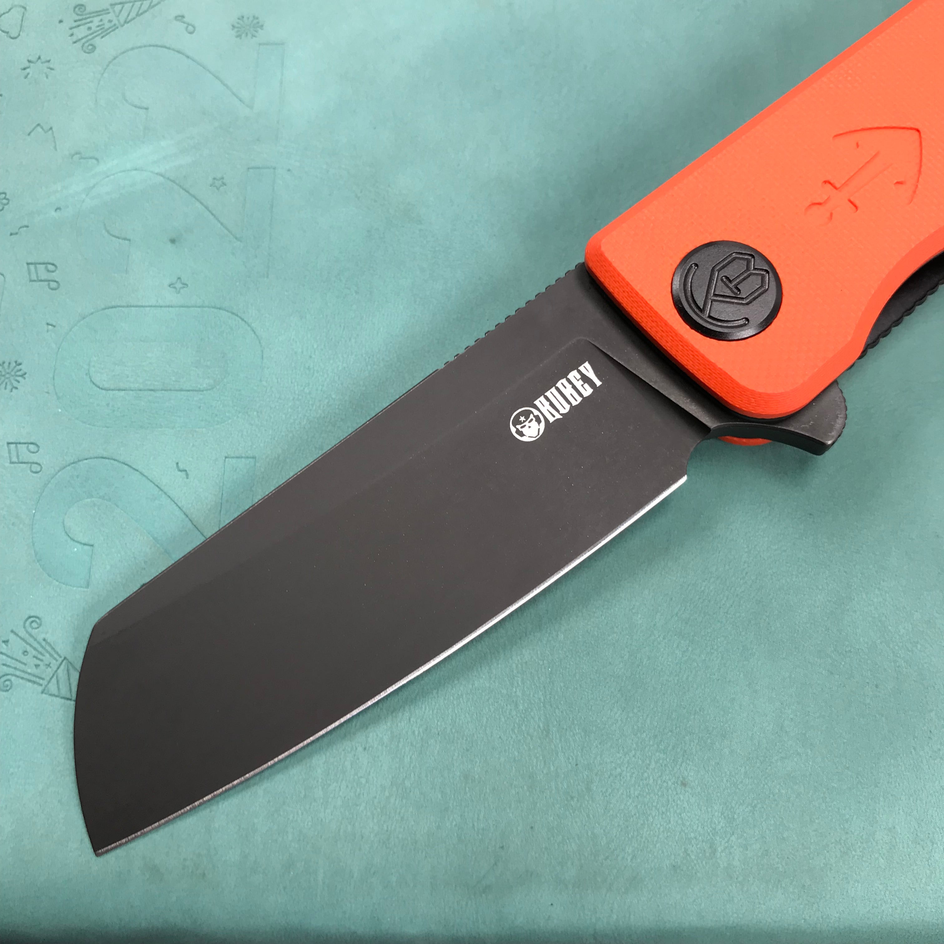 KUBEY KU317F Sailor Liner Lock Flipper Outdoor Pocket Knife Orange G10 Handle 3.11" Black Stonewashe AUS-10