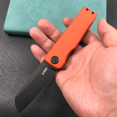 KUBEY KU317F Sailor Liner Lock Flipper Outdoor Pocket Knife Orange G10 Handle 3.11" Black Stonewashe AUS-10