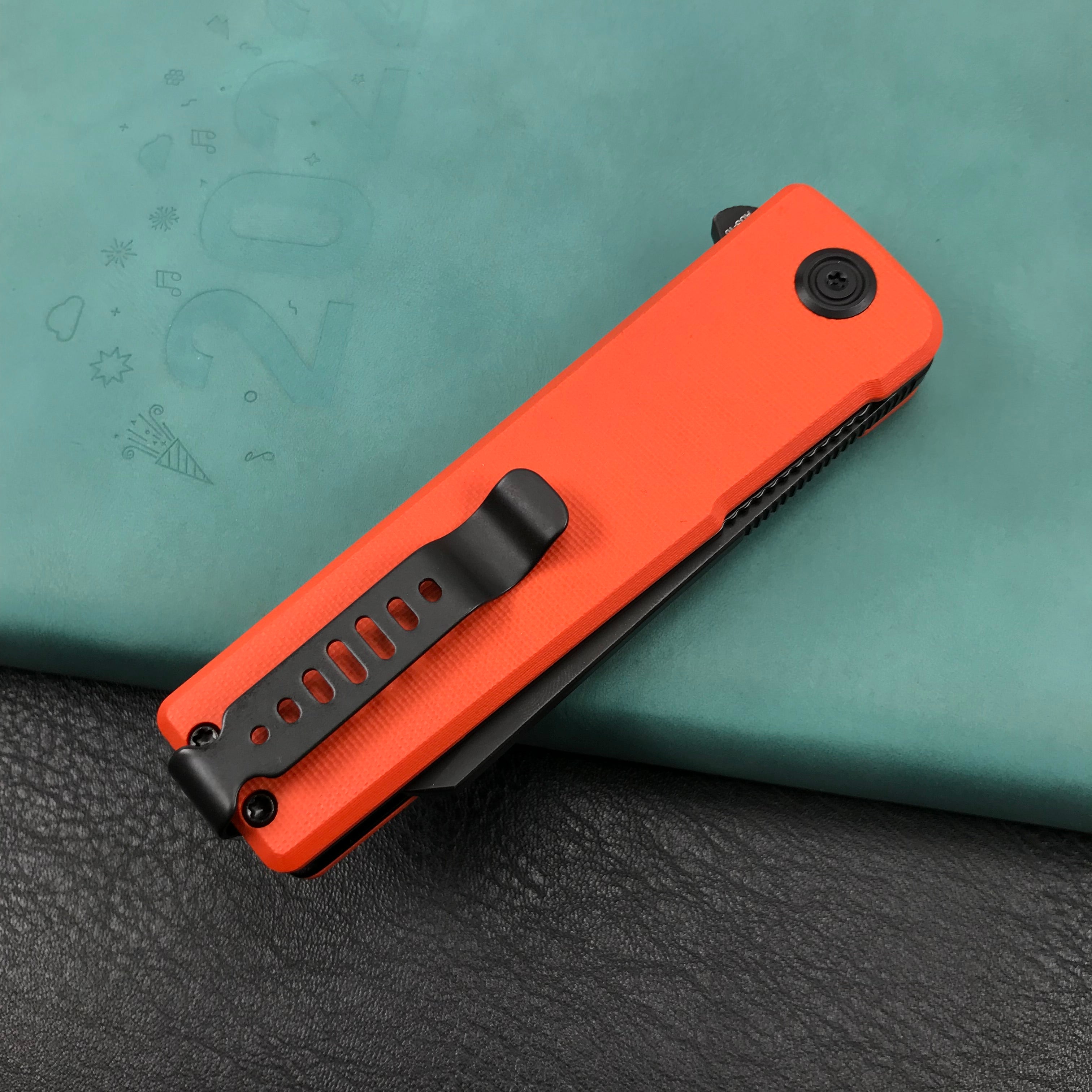 KUBEY KU317F Sailor Liner Lock Flipper Outdoor Pocket Knife Orange G10 Handle 3.11" Black Stonewashe AUS-10