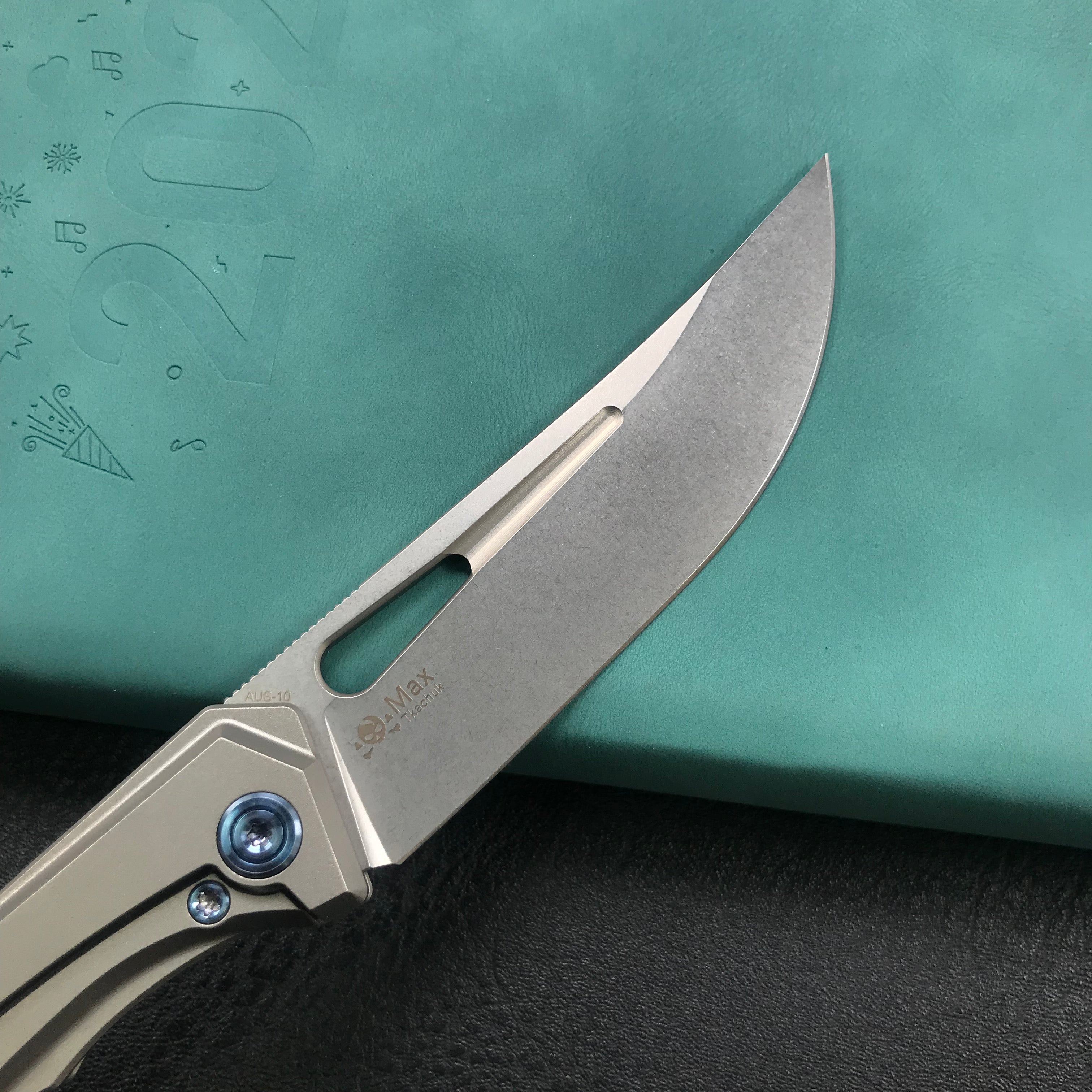 KUBEY Ishtar KU170C EDC Folding Knife [3.5"Bead Blasted Stonewashed  6AL4V Titanium]