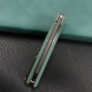 KUBEY KU317E Sailor Liner Lock Flipper Outdoor Pocket Knife Translucent  Jade G10 Handle 3.11" Blasted Stonewashed AUS-10