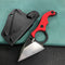 KUBEY KU166D Hippocam Fixed Blade Knife Finger Ring Red G10 Handle 2.36" Satin and Blackwash D2 Blade