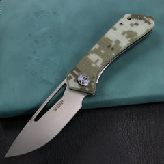 KUBEY KU331I Thalia Front Flipper EDC Pocket Folding Knife Camo G10 Handle 3.27" Bead Blasted D2