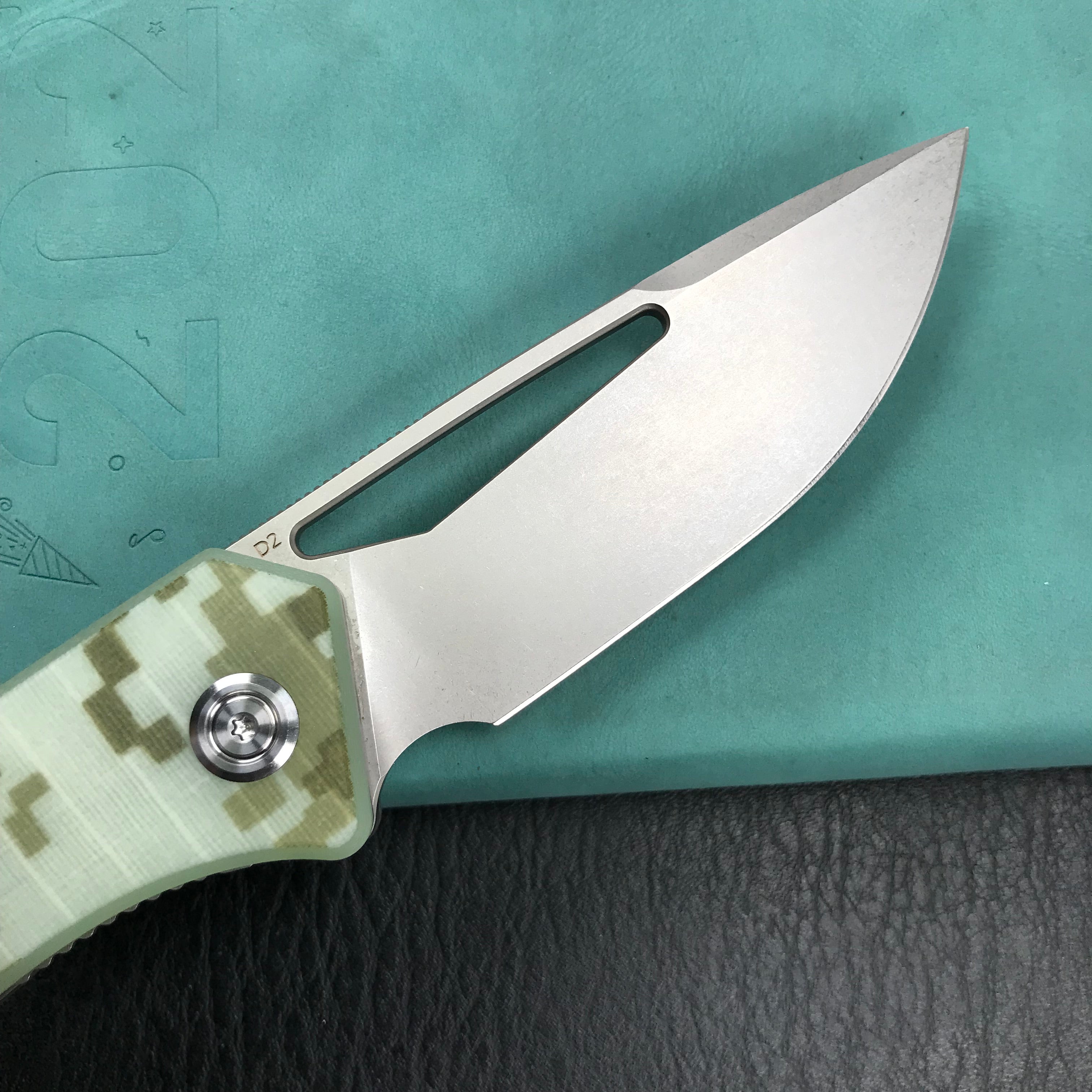 KUBEY KU331I Thalia Front Flipper EDC Pocket Folding Knife Camo G10 Handle 3.27" Bead Blasted D2