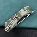KUBEY KU331I Thalia Front Flipper EDC Pocket Folding Knife Camo G10 Handle 3.27" Bead Blasted D2