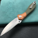KUBEY KU314B Ruckus Liner Lock Folding Knife Copper Head and OD Green G10 Handle G10 Handle 3.31" Blasted Stonewashed  AUS-10