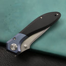 KUBEY KU314A Ruckus Liner Lock Folding Knife Blue Titanium Head and Black G10 Handle 3.31" Blasted Stonewashed AUS-10