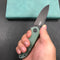 KUBEY KU342B Liner Lock Flipper Outdoor Pocket Knife Jade G10 Handle Black Stonewashe  AUS-10