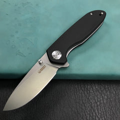 KUBEY KU342A   Liner Lock Flipper Outdoor Pocket Knife Black G10 Handle  Blasted Stonewashed AUS-10