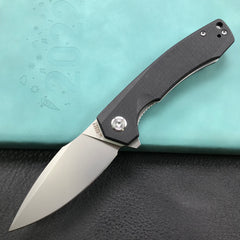 KUBEY KU901E Liner Lock Flipper Folding Knife black  G10 Handle 3.27" Blasted Stonewashed  D2