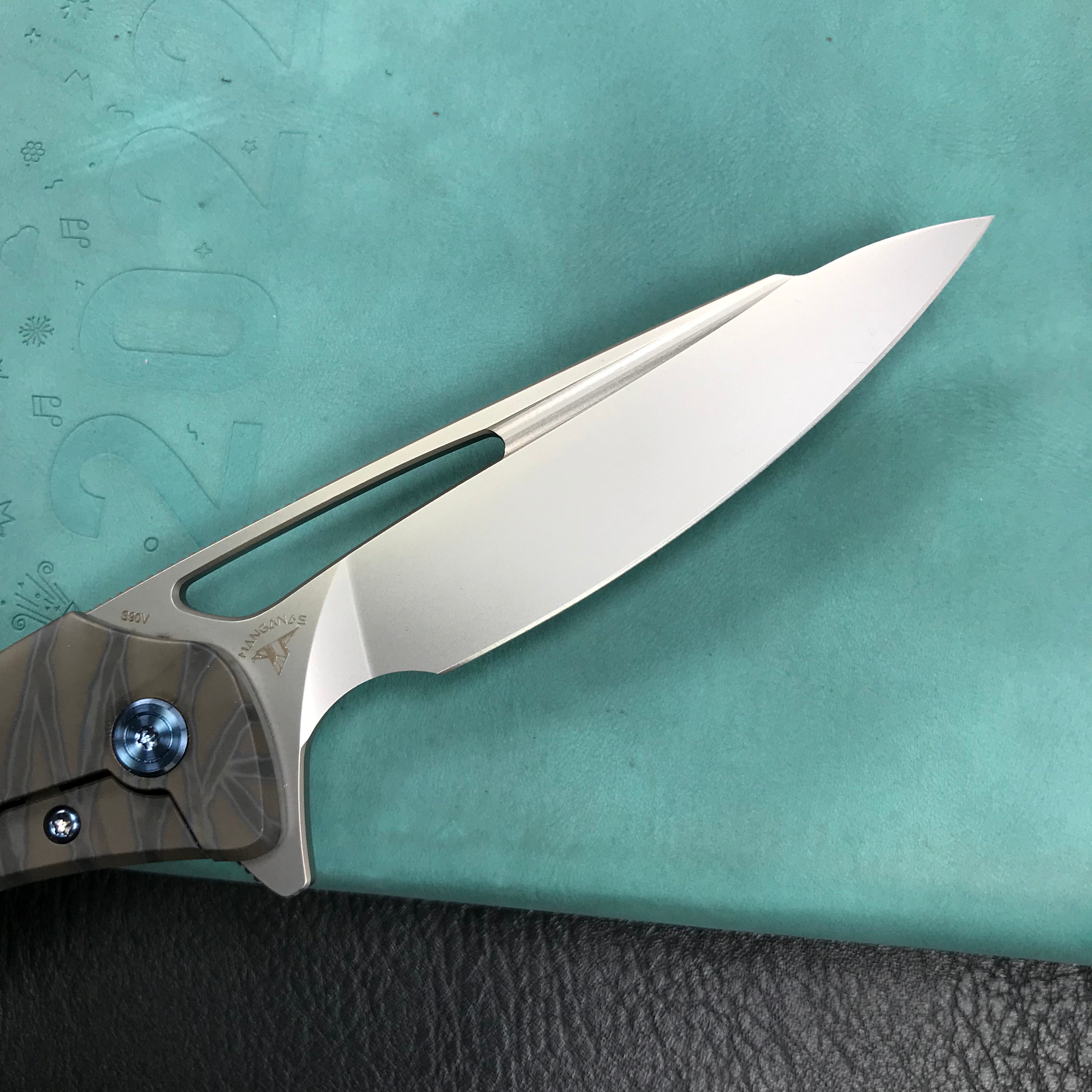 KUBEY  KB171I Velocé Frame Lock Flipper Knife Titanium Handle 3.94'' SandBlast S90V Blade