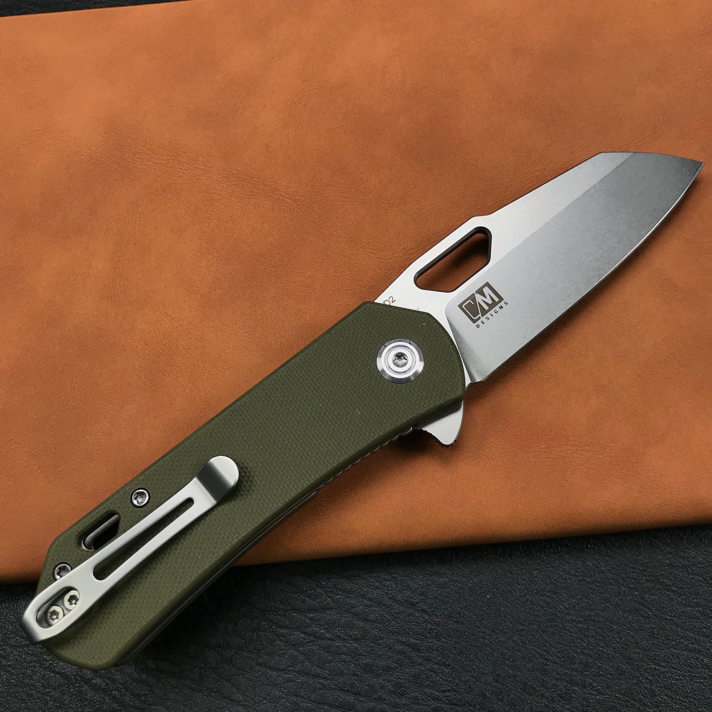 KUBEY KU332B Liner Lock Flipper Folding Knife  green G10 Handle 2.91"Blasted Stonewashed  D2