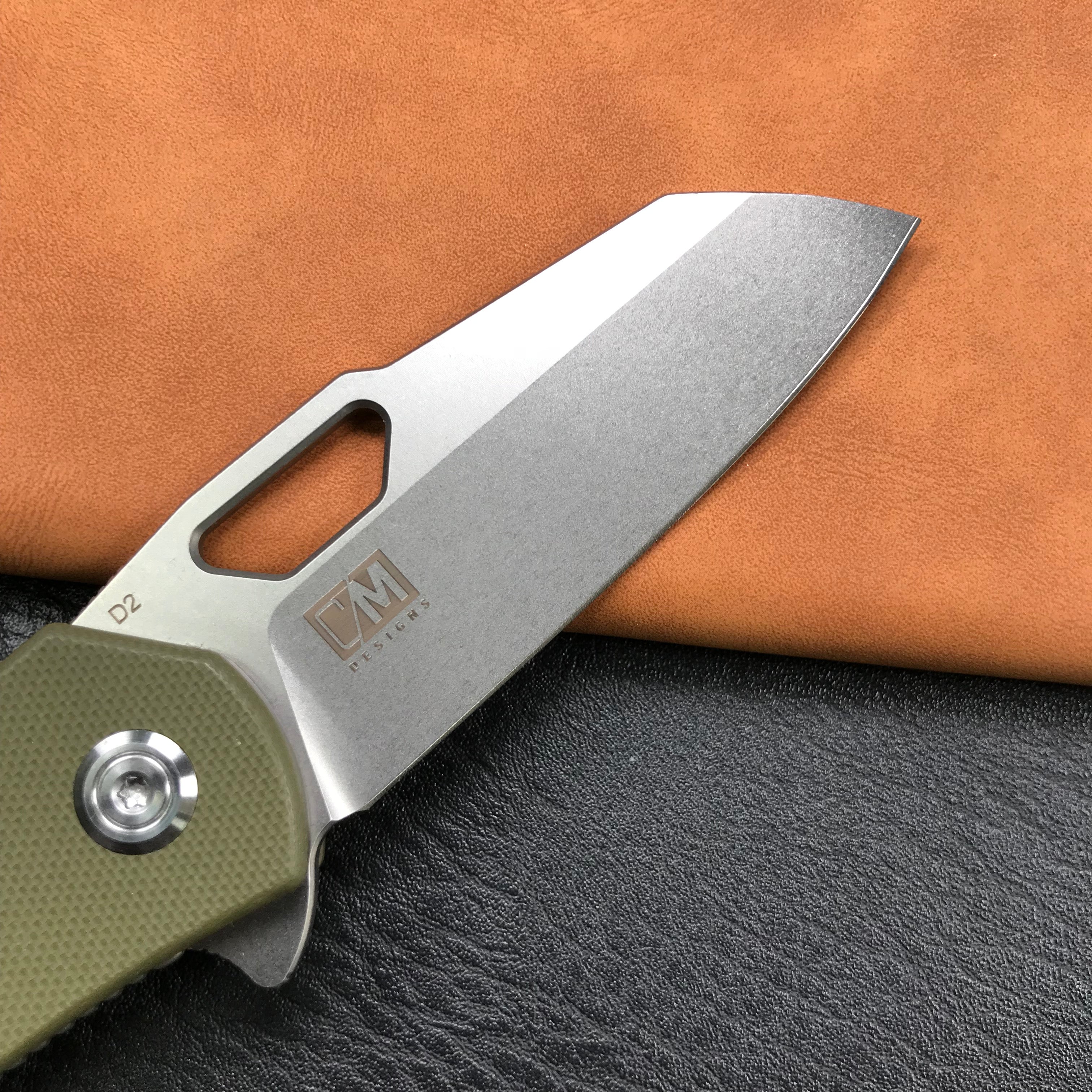 KUBEY KU332B Liner Lock Flipper Folding Knife  green G10 Handle 2.91"Blasted Stonewashed  D2