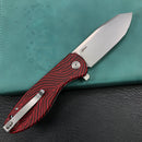 KUBEY KU358J Master Chief Outdor Folding Pocket Knife Black &  red G10 Handle  3.43" Blasted Stonewashed AUS-10