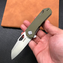 KUBEY KU332B Liner Lock Flipper Folding Knife  green G10 Handle 2.91"Blasted Stonewashed  D2